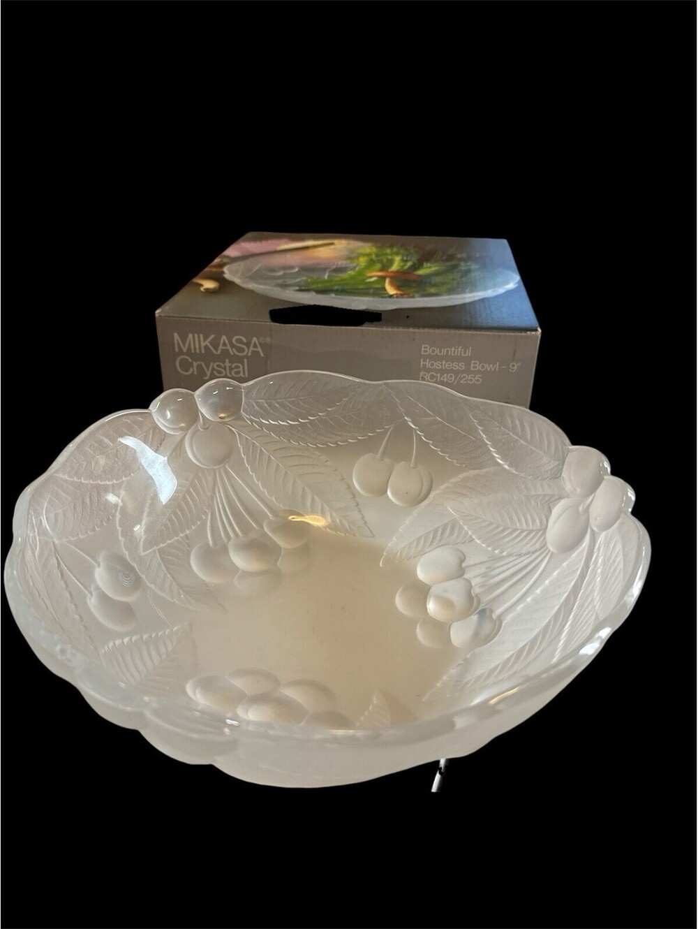 Mikasa Bountiful Crystal Hostess Bowl 9" RC149/255 Cherries Japan w/ Box